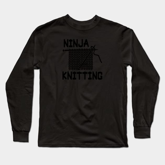 Ninja Knitting Black Yarn Knitting Long Sleeve T-Shirt by skauff